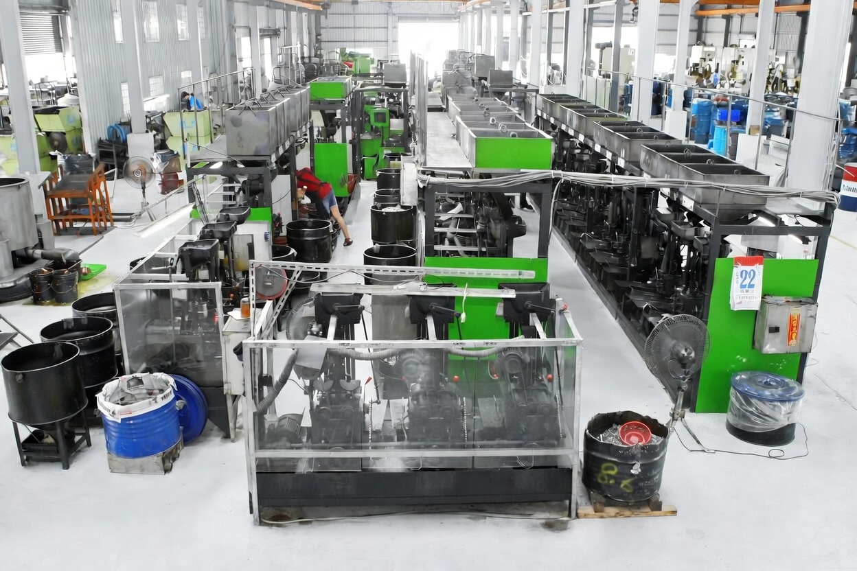 Factory machines for thread tapping in fastener manufacturing, with precision in-process gauge checks on every lot and integrated nut forming production